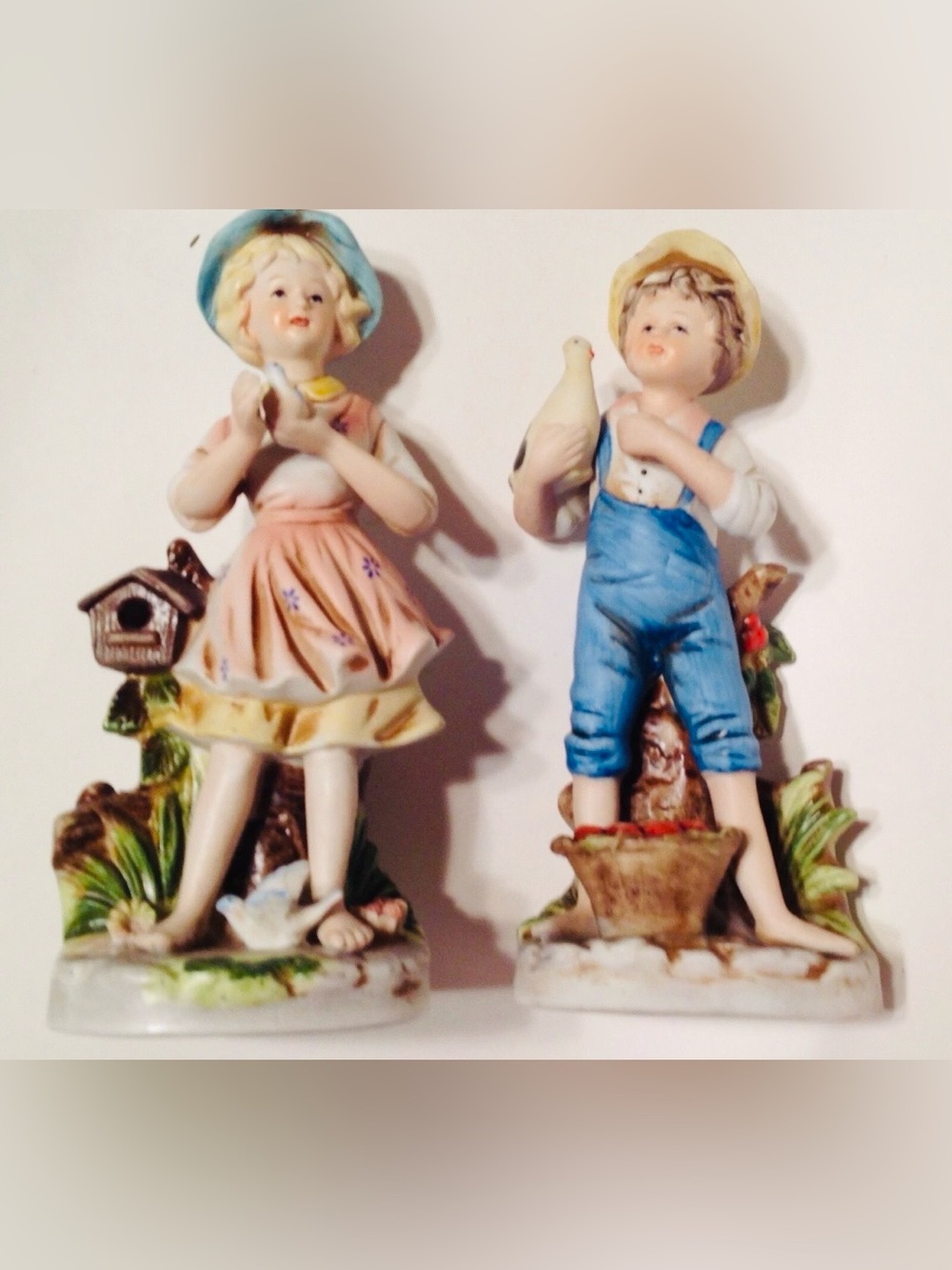 Homco Figurine Set Vintage Ceramic Country Farm Boy and Girl #8880